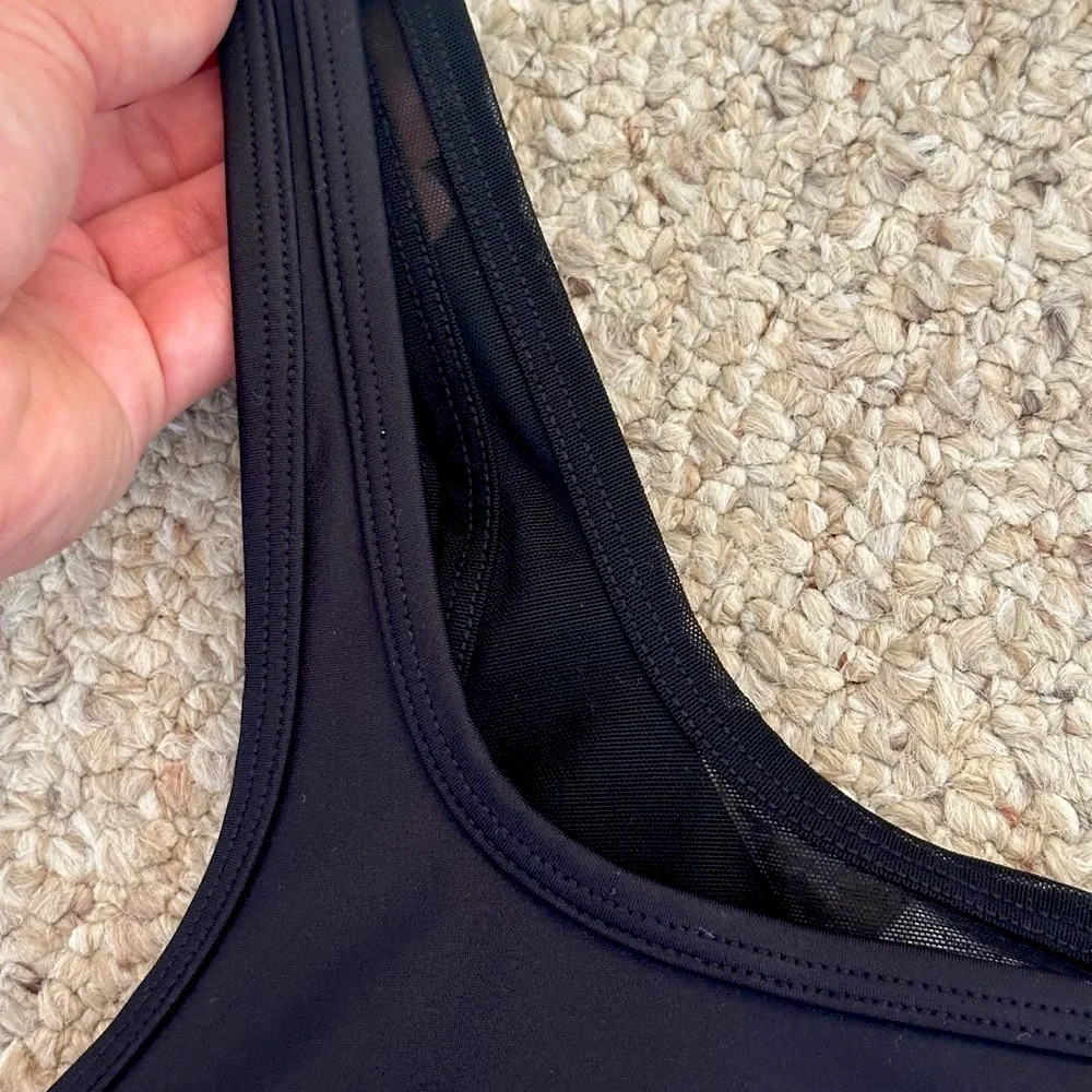 Asymmetrical Black Sports Bra Top